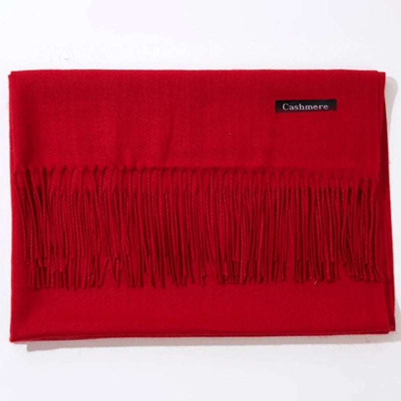 New Cashmere Scarf Female Korean Autumn And Winter New Solid Color Tassel Shawl Thick Warm Scarf
