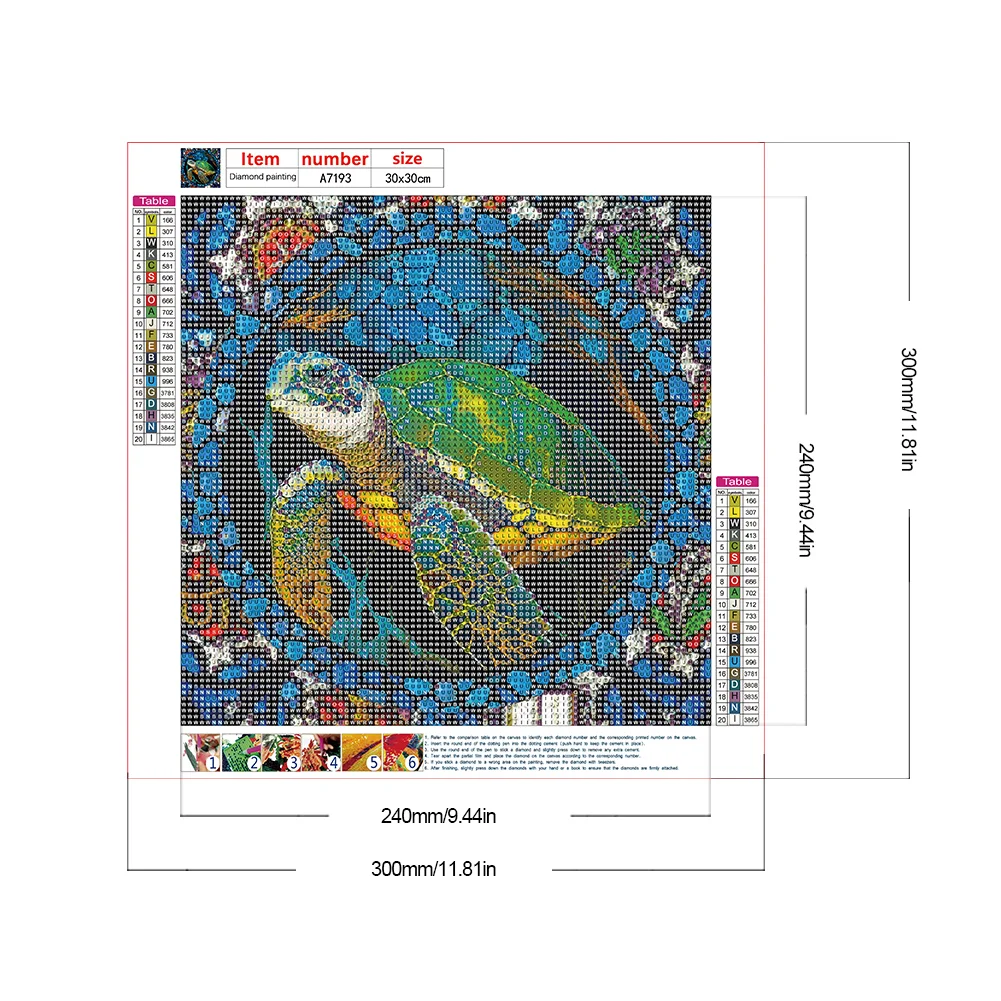 Diamond Painting - Full Round Drill - Stained Glass Turtle(30*30cm)