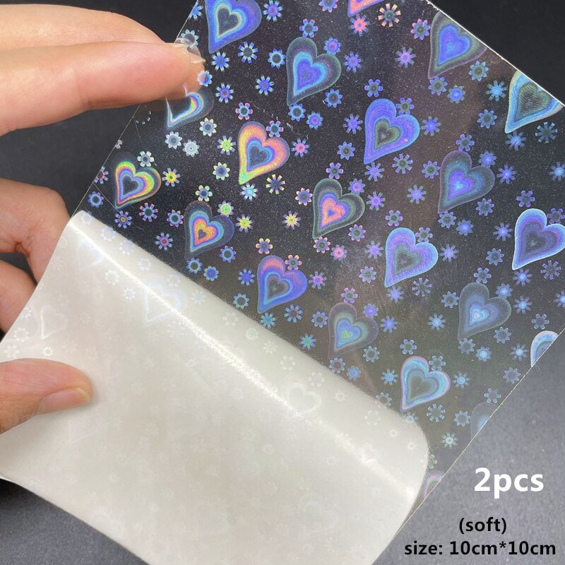 2 Sheets Dynamic Heart 3D Nail Stickers Holographic Adhesive Sliders Gradient Nail Art Accessories DIY Flashing Heart Decals