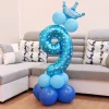 10PCS Blue Pink Party 0 - 9 Numbers Aluminum Film Latex Balloons Birthday Anniversary Decors