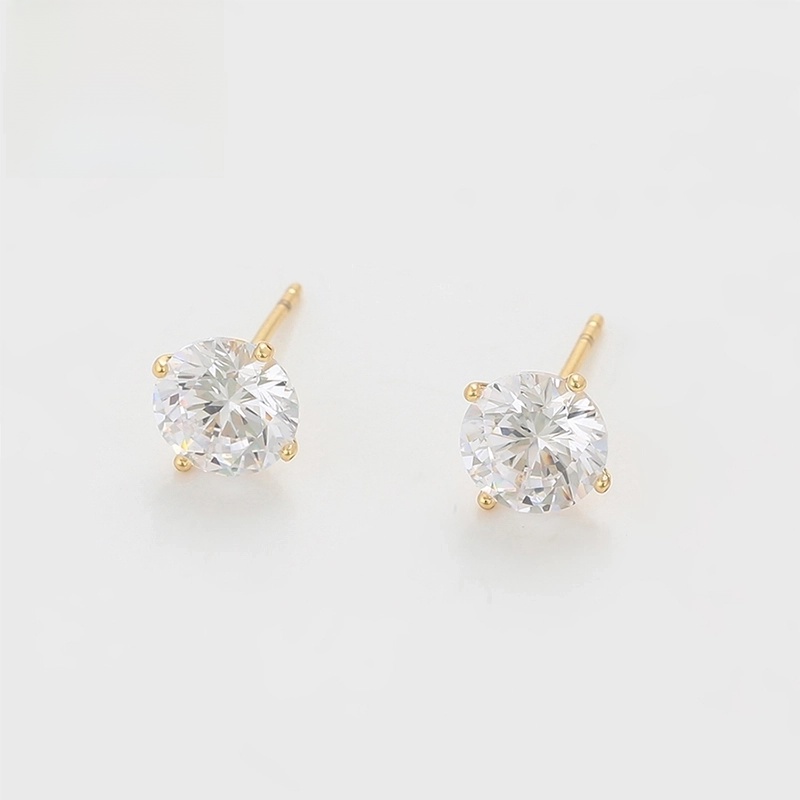 1 Pair Basic XUPING Minimalist Geometric Inlay Copper Artificial Gemstones 18K Gold Plated Ear Studs