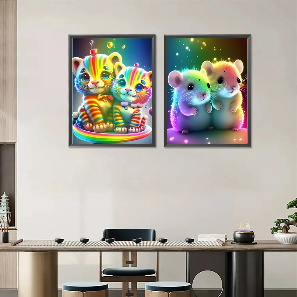2pcs/Set Diamond Painting - Full Round Drill - Tiger Mouse(Canvas|30*40cm)