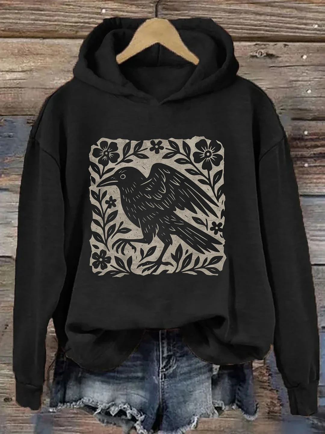 Gothic Raven Graphic Hoodie