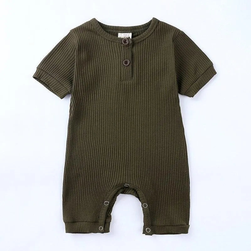 2021 Summer Newborn Baby Romper Soild Color Baby Clothes Girl Rompers Cotton Short Sleeve O-neck Infant Boys Romper 0-24 Months