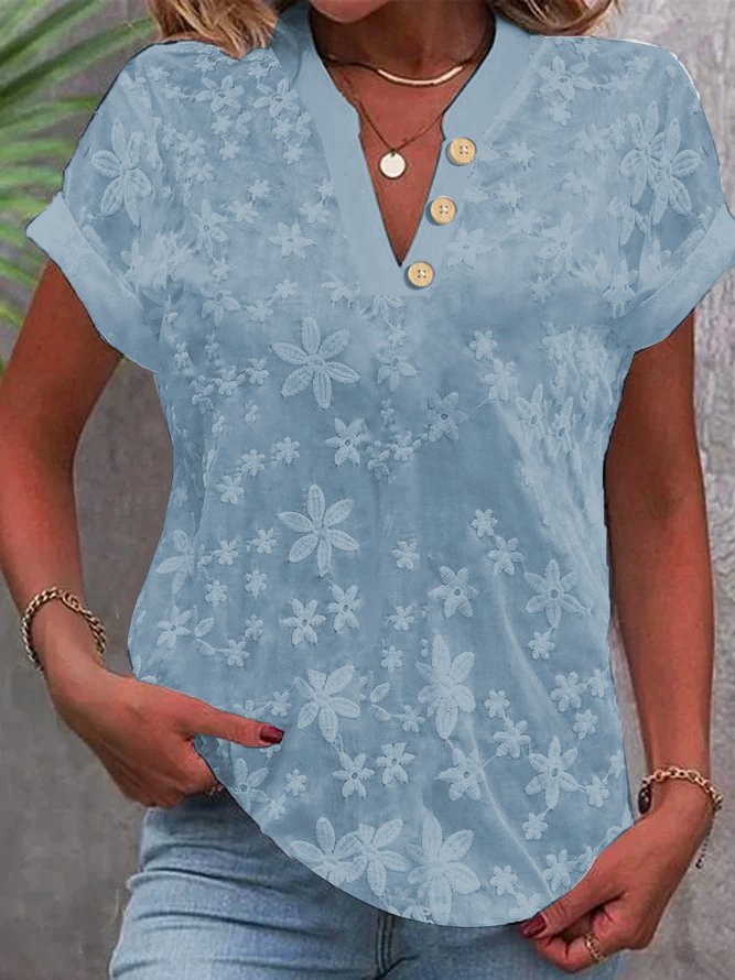 Skepboetiek Office Lady Button Tops 2025 Summer Casual Solid Color V-neck Short Sleeved Shirt For Women Blusas Femininas Camisas