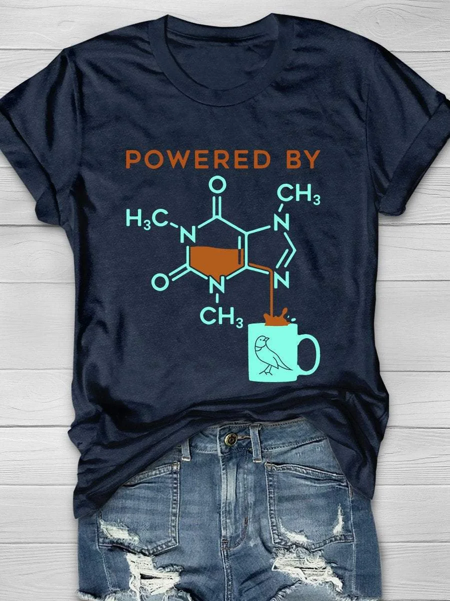 Powered By Caffeine Print Short Sleeve T-shirt