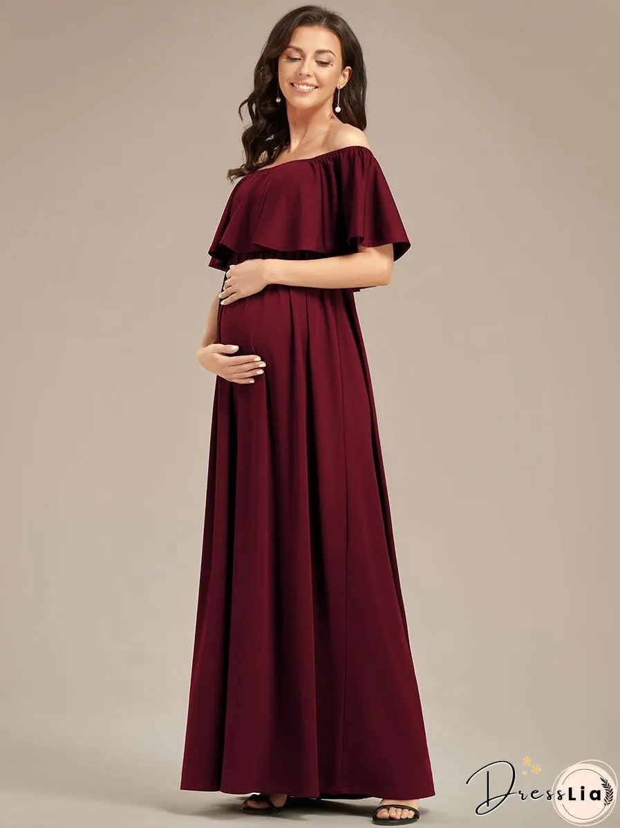 Off Shoulder Pleated A Line Wholesale Maternity Dresses