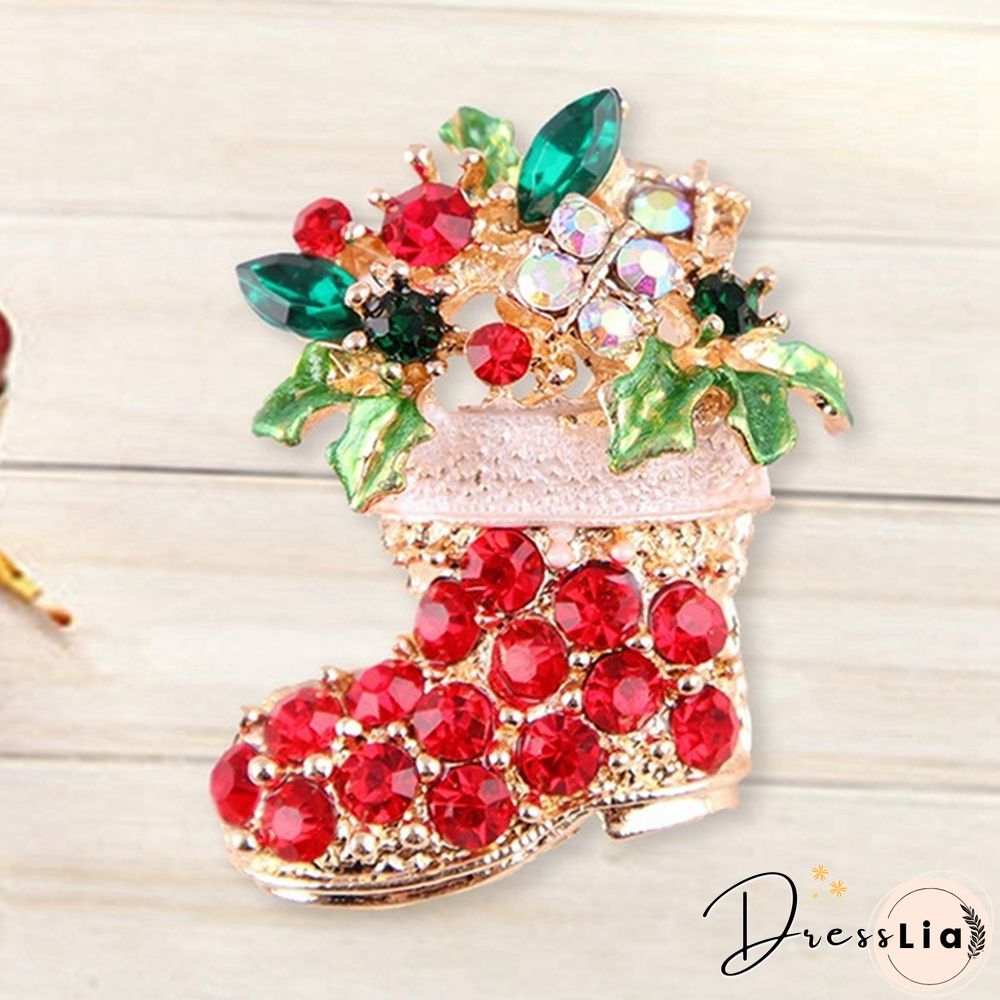 Fashion Crystal Christmas Snowman Christmas Tree Deer Brooch Pin Collar Womens Jewellery Xmas Party Jewelry