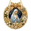 DIY Pearl Diamond Painting Religious Christmas Hanging Ornament Double-Sided Printed Pendant Diamond Art Christian Home Decor Gift