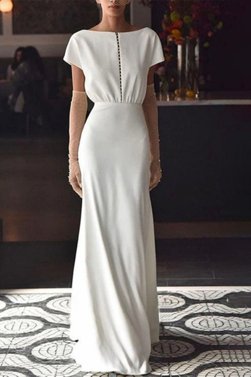 Back to School Season RAROVE-Graduation Gift Elegant Formal Solid Solid Color O Neck Evening Dress Dresses