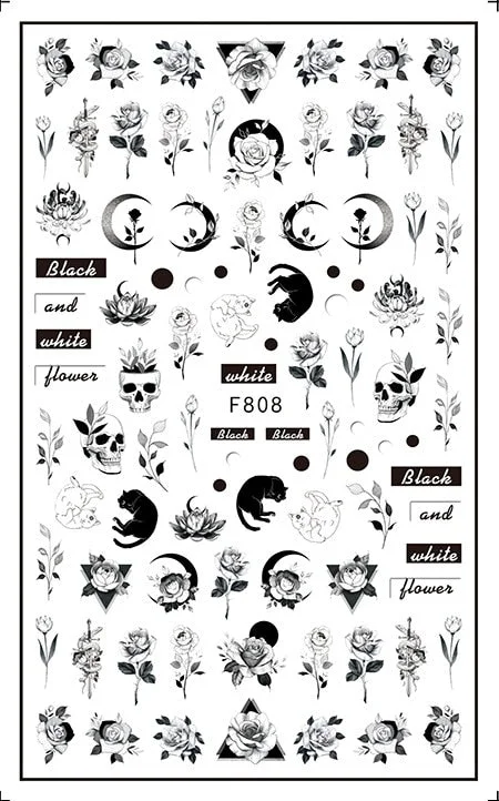 3D Flowers Charms Nail Art Decoration Stickers Geometry Leaf Floral Decorations Nail Design Gel Polish Summer Decals Wraps-Nail Inspo