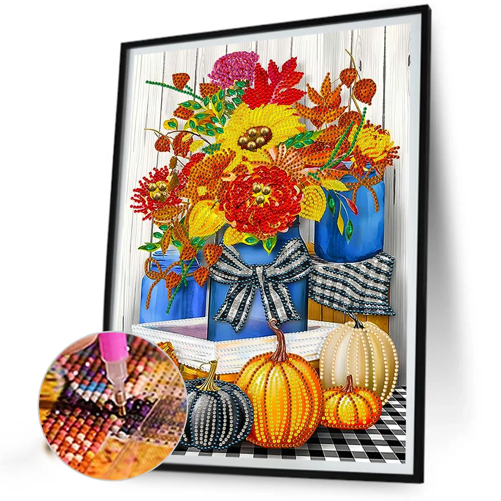 Diamond Painting - Partial Special Shaped Drill - Pumpkin Flora(Canvas|30*40cm)