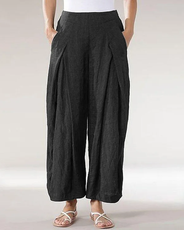 Casual Wide Leg Temperament Commuter Linen Pants