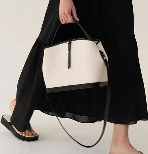 Fashion Canvas Tote Bag Designer Women Handbags Luxury Pu Leather Patchwork Shoulder Crossbody Bag High Quality Shopper Purses