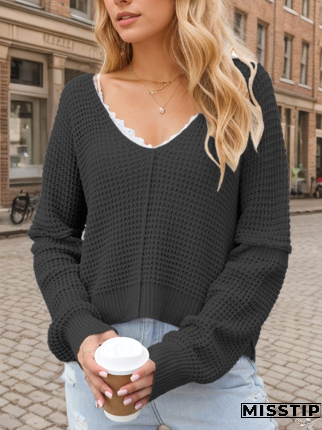 V-Neck Long Sleeve Sweater
