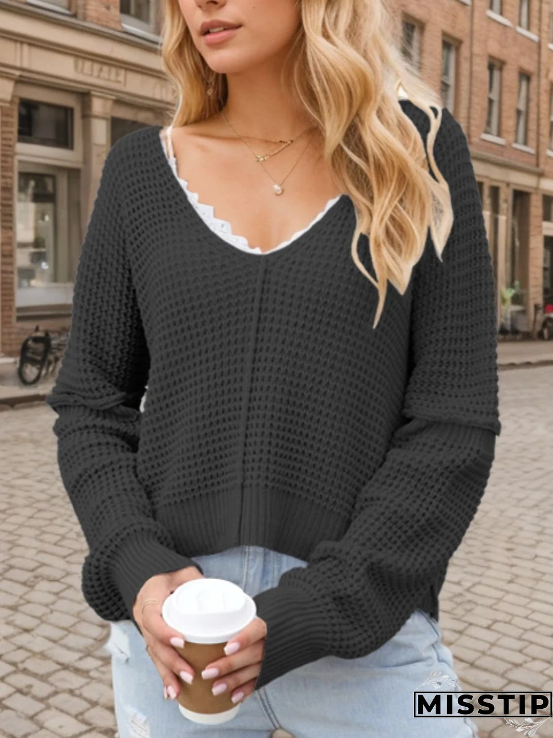 V-Neck Long Sleeve Sweater