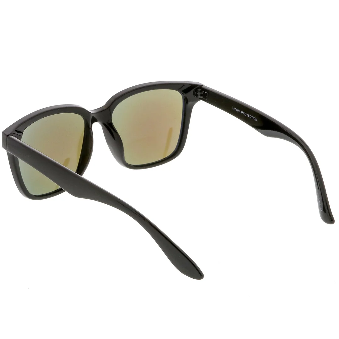 Large Horn Rimmed glasses With Wide Arms Mirrored Square Lens 57mm