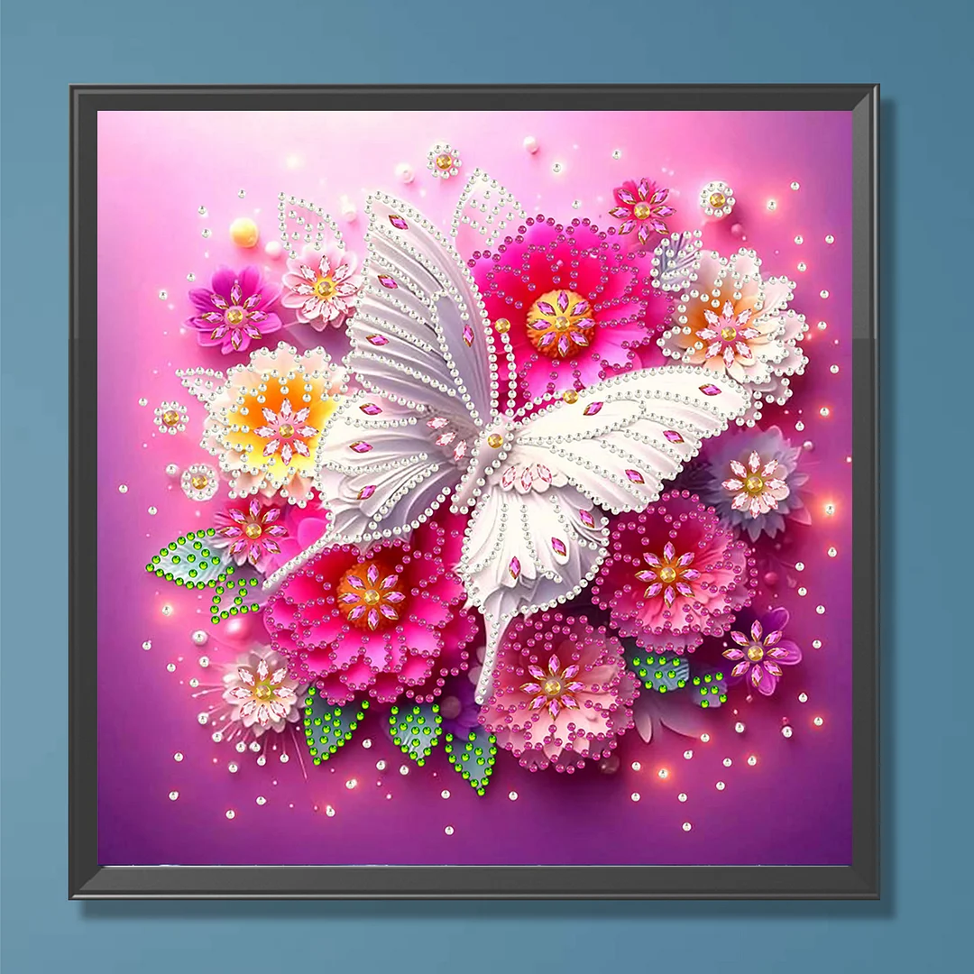White Butterfly - Partial Special Shaped Drill Diamond Painting Kits (Canvas|30*30cm)