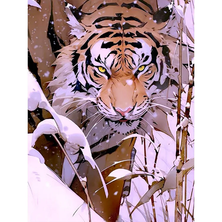 Full Round Drill Diamond Painting -Tiger In Snow - 30*40cm