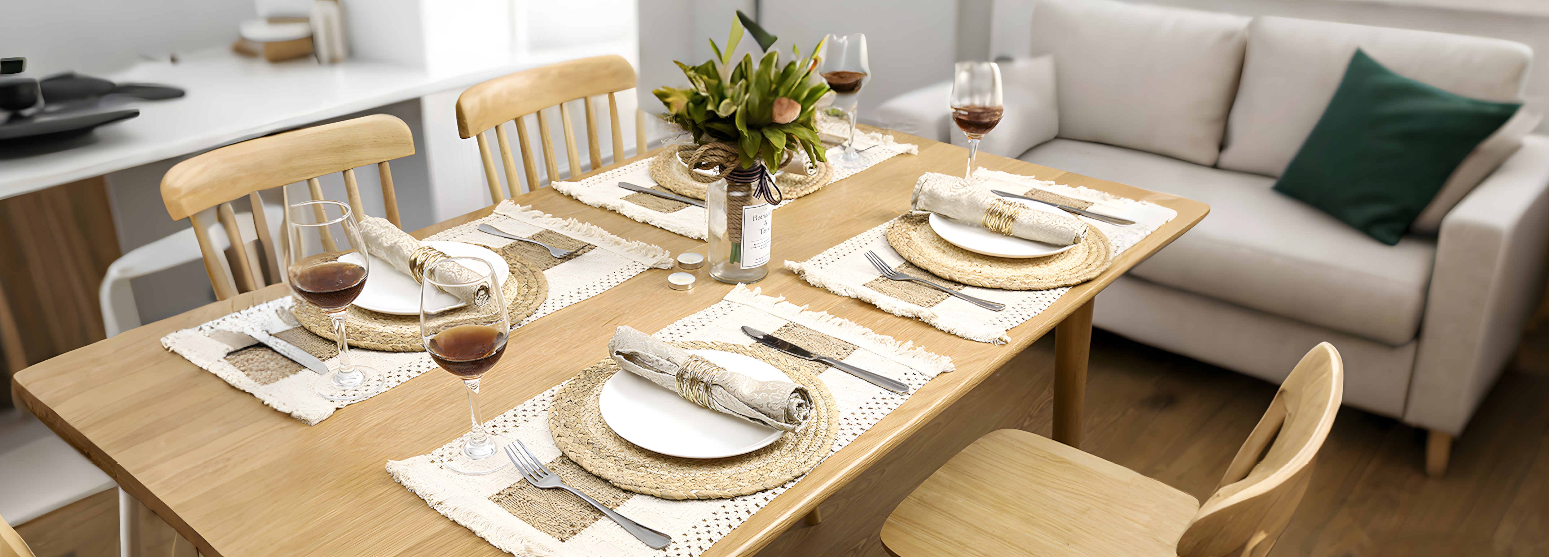 <p>Handmade Boho Placemats Set</p>
