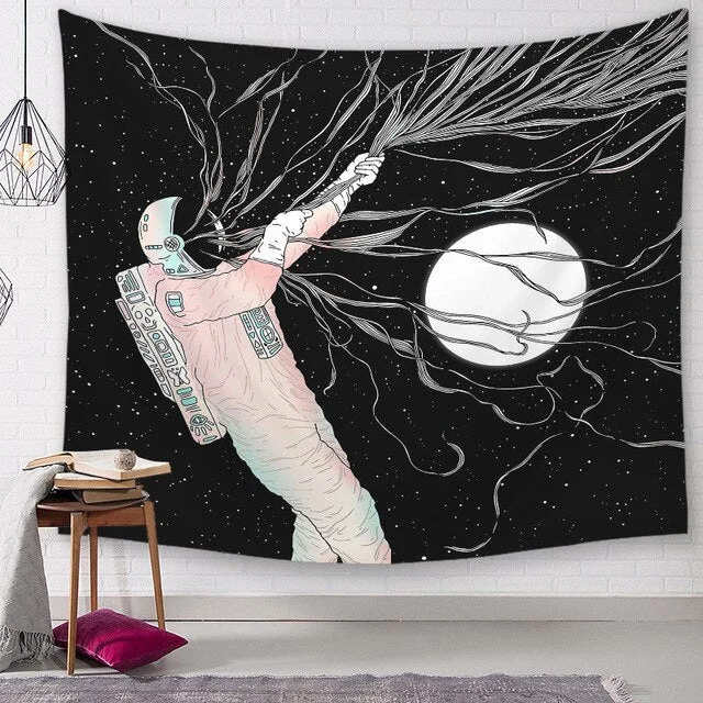 Space astronaut Tapestry Space Wall Hanging rocket Home Decor Bedroom Carpet Polyester Decorative Livnig Room Tapestry Wall