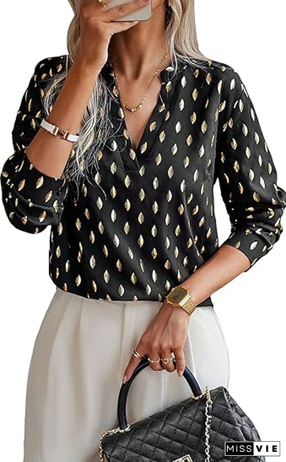 Trendy Long Sleeve Print Top