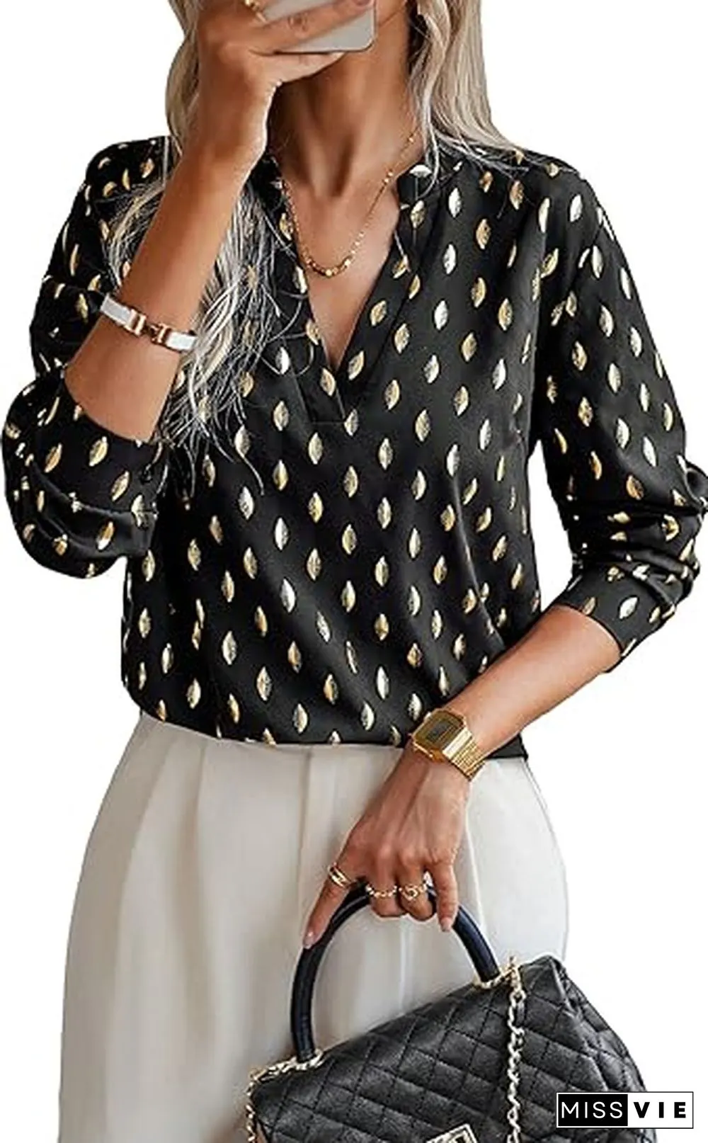 Trendy Long Sleeve Print Top