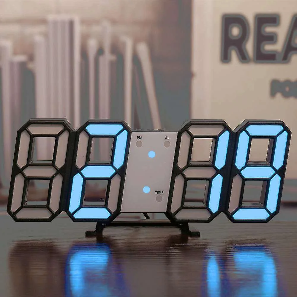LED Digital Wall Clock Alarm Clock Wall Hanging Table Desk Electronic Digital Clock With 3 Levels Brightness Home Decor