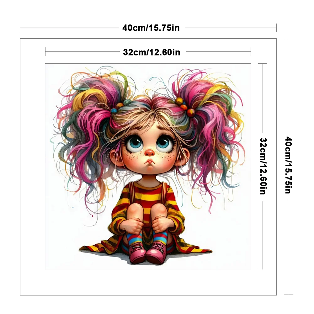 11CT Full Stamped Cross Stitch - Girl(Canvas|40*40CM)