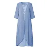 Women's Dress Set Lace Dress Midi Dress Light Blue Green Gray Half Sleeve Floral Embroidered Layered Patchwork Fall Spring Crew Neck Elegant Chinoiserie 2022 M L XL XXL XXXL 4XL 5XL