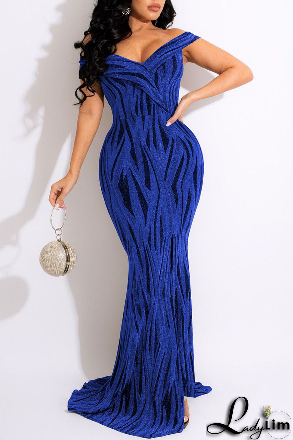 Gold Sexy Patchwork Off the Shoulder Off The Shoulder Dresses