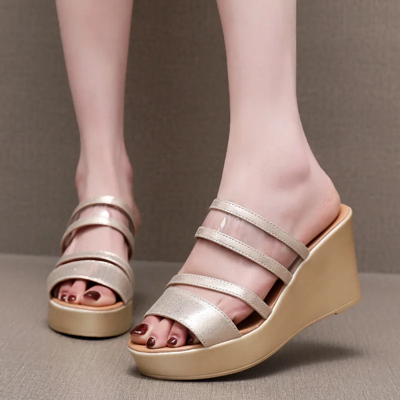 Breakj Breakj Plop And Ultra-High Heel Waterproof Table Pine Cake Thick Bottom Fish Mouth Sandals Night Shop Sexy Transparent With Fashion Slippers Woman