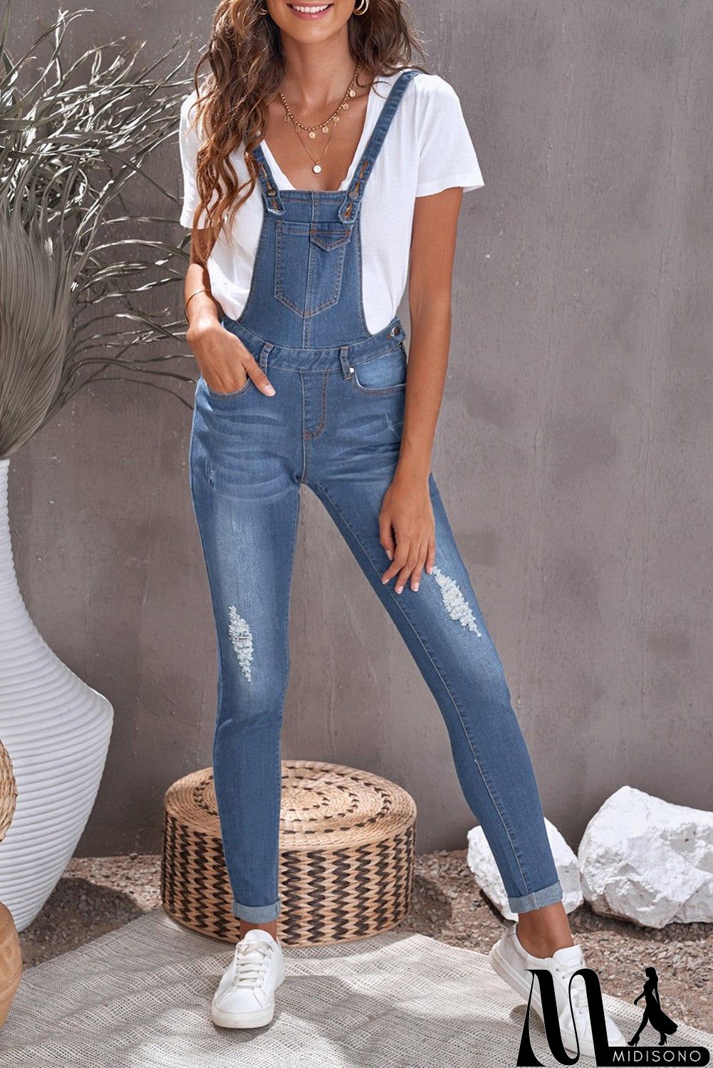 MidiSono - Laidback Distressed Women's Overalls