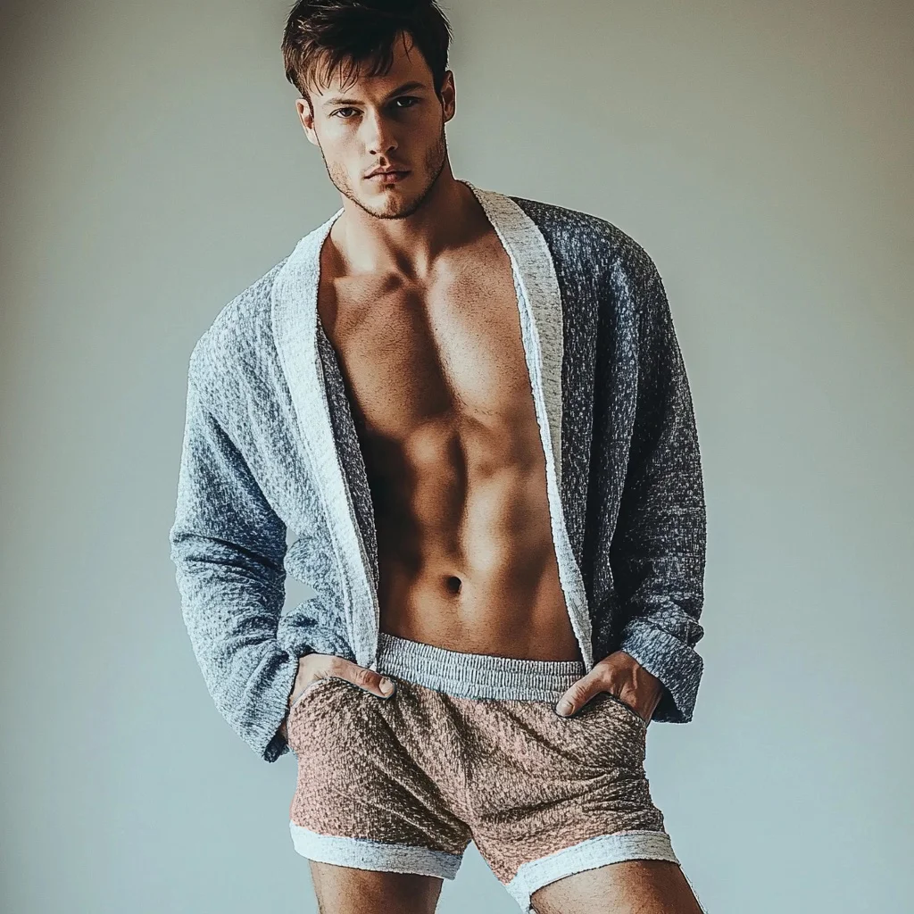 Mens Knitted Contrast Color Comfort Shorts-inspireuse