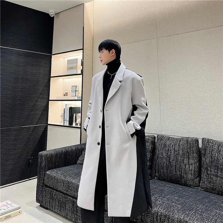 K34-P175-Perseverassing Show Style Casual Wool Woolen Coat-Yamamoto Diablo Clothing