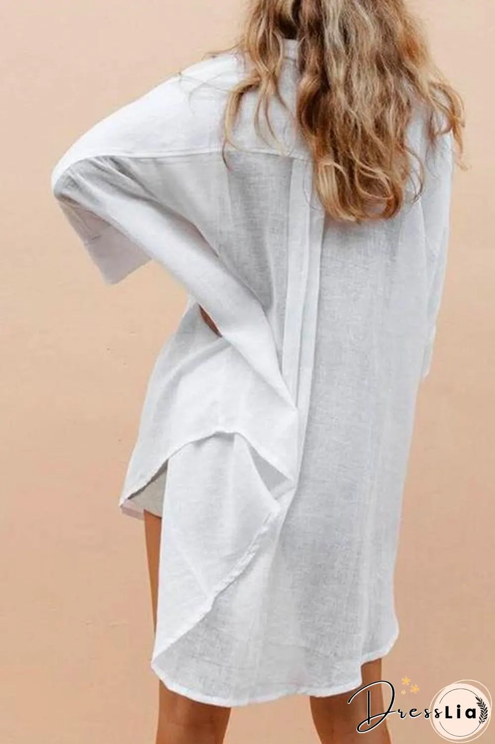 Hgih Low Bottom Hem Cotton Linen Shirt