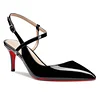 啦啦啦65mm Women Slingback Pumps Ankle Strap Jenlove Stiletto Mid Heel Close Pointed Toe Dress Red Bottoms Shoes  James Yang
