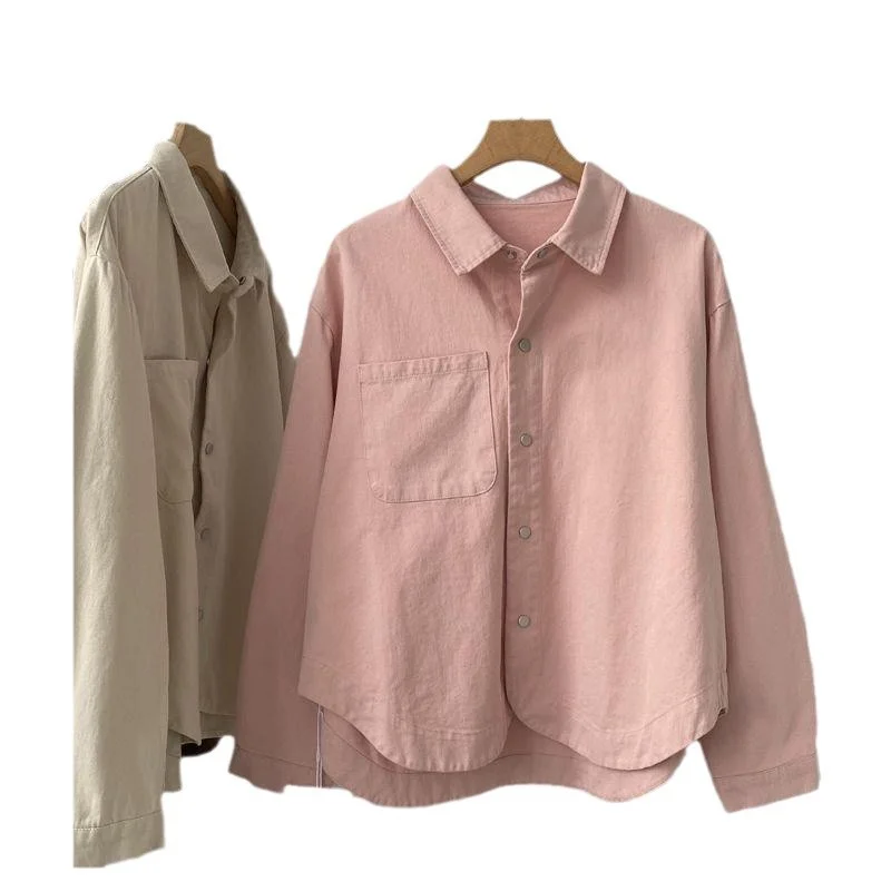 Athvotar Athvotar Atmosphere Retro Polo Collar Long-Sleeved Shirt 2025 New Women's Single-Docket Jacket Top