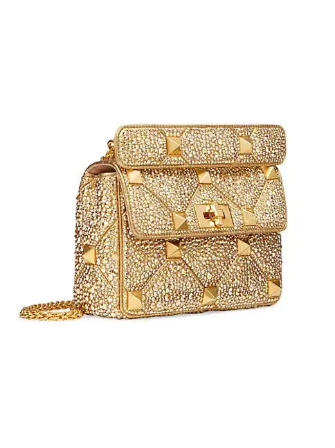 Valentino Garavani Crystal-Embellished Studded Shoulder Bag
