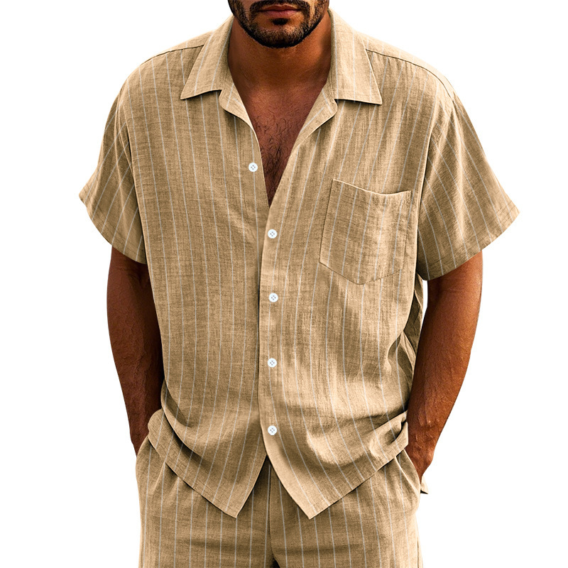  Striped Short-Sleeve Shirt for Men - Stylish and Comfortable Summer Wear