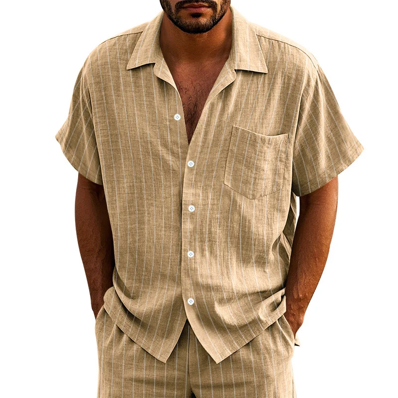  Striped Short-Sleeve Shirt for Men - Stylish and Comfortable Summer Wear