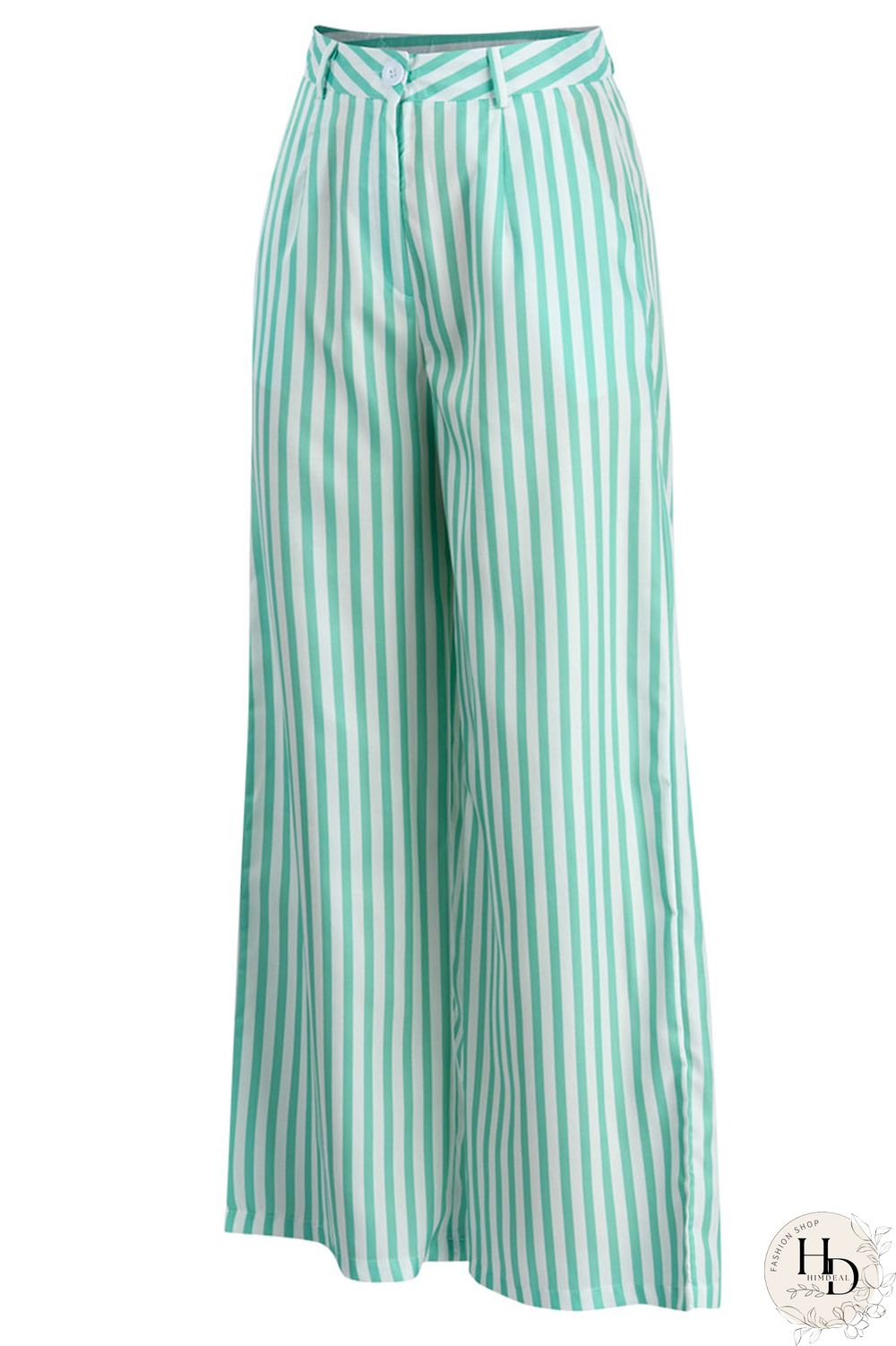 Red Casual Striped Print Patchwork Straight High Waist Wide Leg Full Print Bottoms