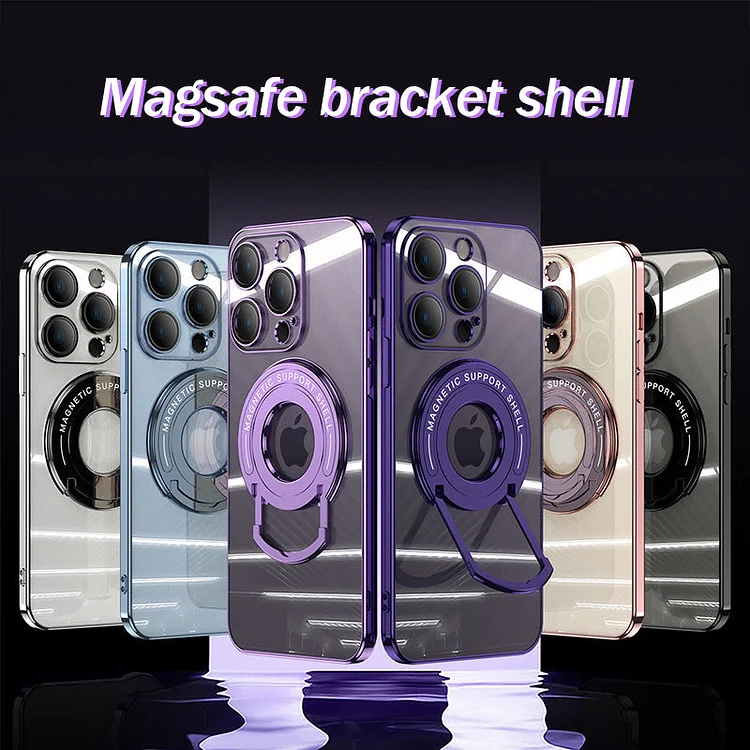 For iPhone Series Electroplated Magnetic Bracket Phone Case