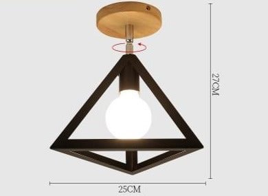 E27 5W Iron Ceiling Lamp Shade Pendant Light Covers and Shades Triangle Metal Ceiling Lamp