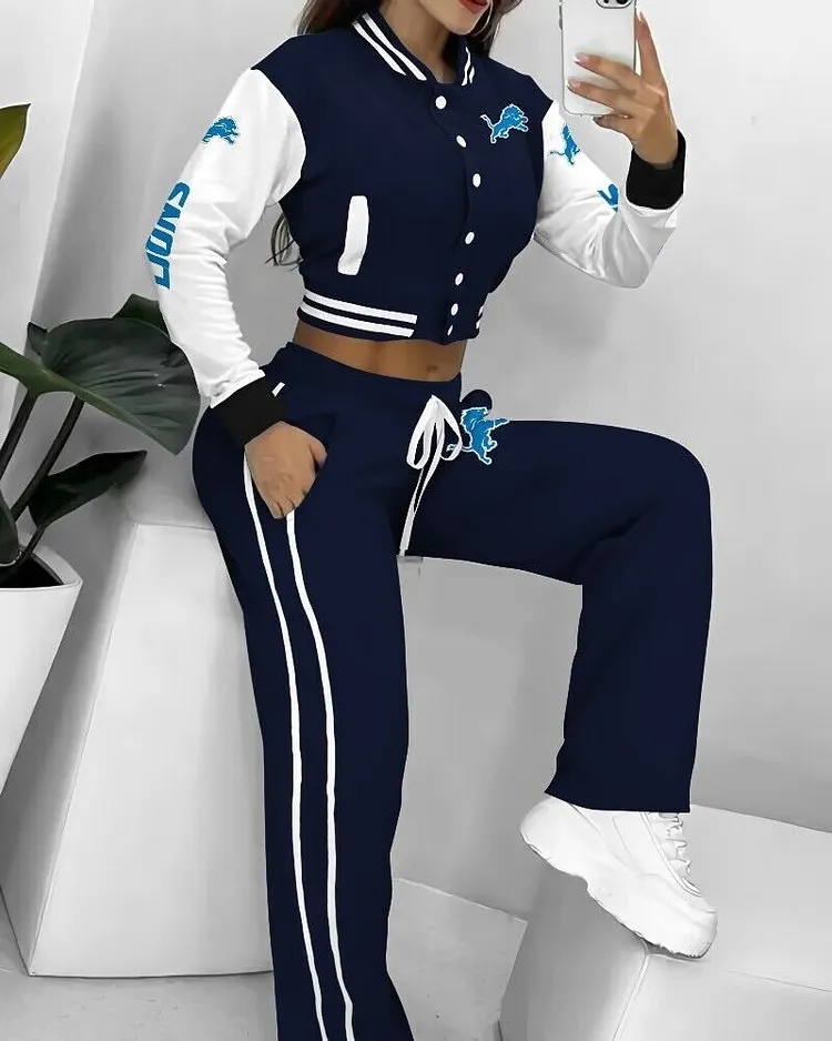 Detroit Lions 3D Printed Varsity Jacket Set