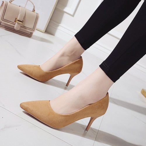 High Heels Leopard Shoes Women Pumps Office Stiletto Faux Suede Wedding Party 2019 Slip on Sandals Femme Sexy Pumps