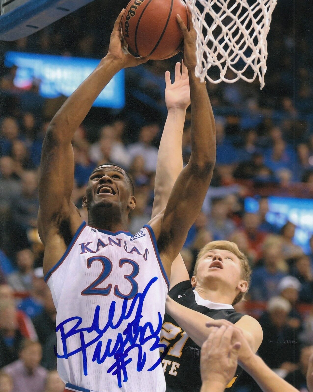 BILLY PRESTON signed (KANSAS JAYHAWKS) basketball 8X10 Photo Poster painting *PROOF* W/COA #3