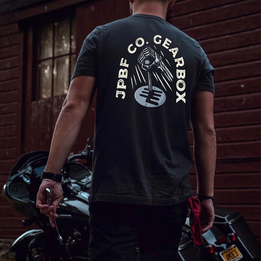 JPBF CO. GEARBOX Bone Hand Shift Gears Print Men's T-shirt