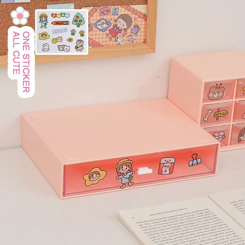 W&G Ins Drawer Type Desktop Storage Box Transparent Student Dormitory Miscellaneous Cosmetics Rack Desk Kawaii Organize Box 2021