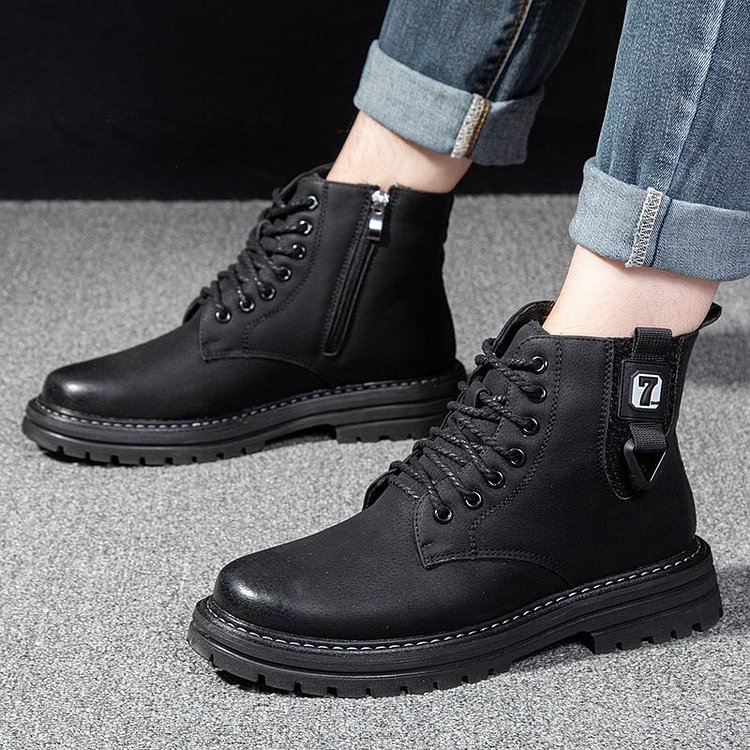 Fashion British style thick sole all-match round toe high boots